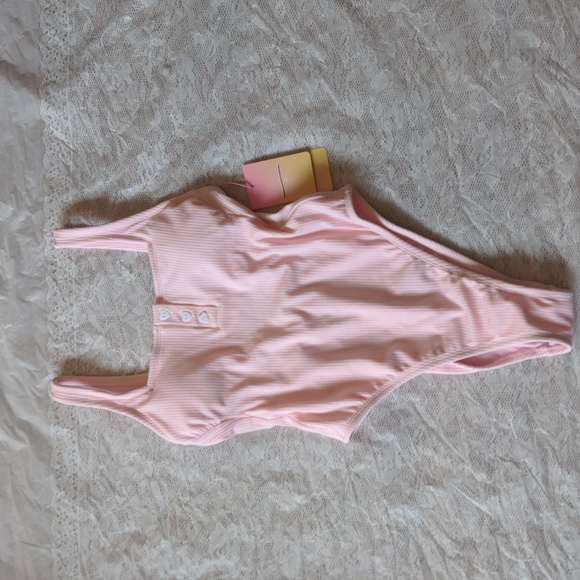 Stoney Clover X Target Cheeky High-Leg One Piece Pink Ribbed Bathing Sui… - Picture 2 of 7